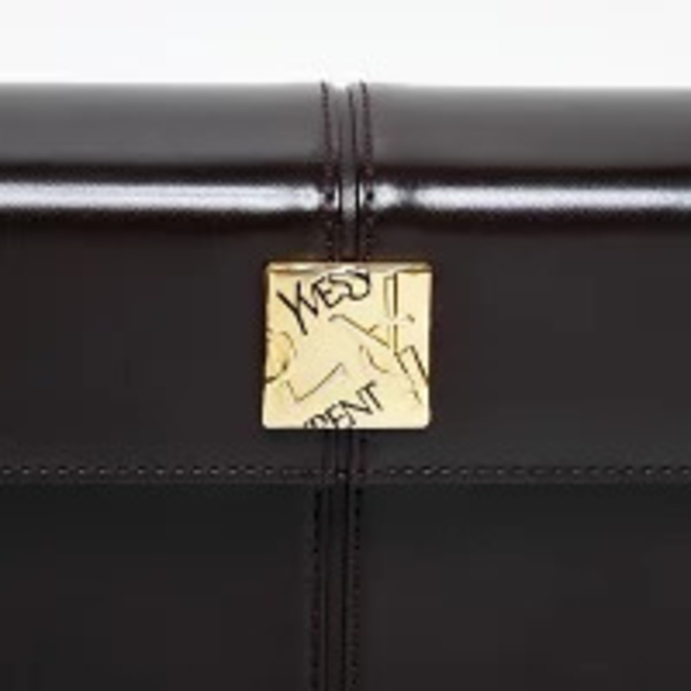 Yves Saint Laurent Logo Leather Handbag Brown - Picture 9 of 13